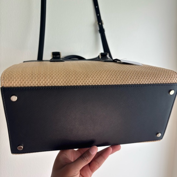 Kate Spade Cameron KC787 Satchel – Straw & Black Saffiano Leather, Gold Hardware - Picture 8 of 10